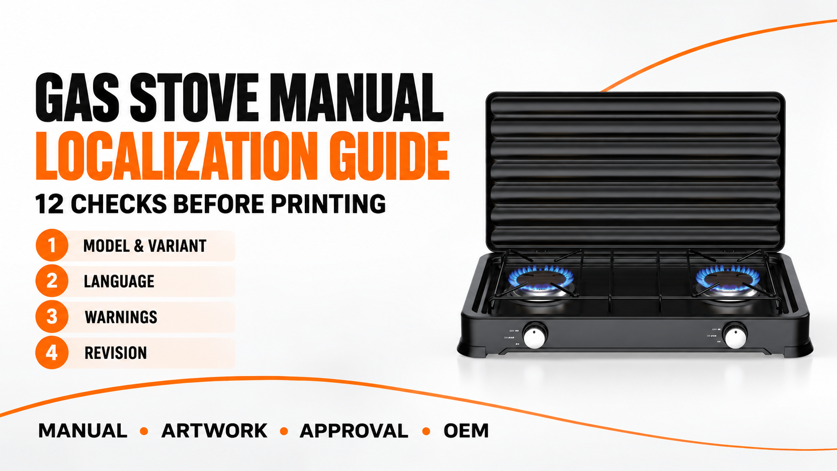 Model 6012L two-burner tabletop gas stove on a gas stove manual localization guide cover
