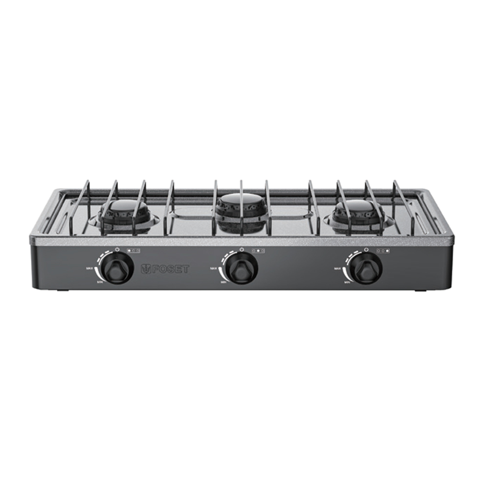 Cocina de mesa de tres fuegos