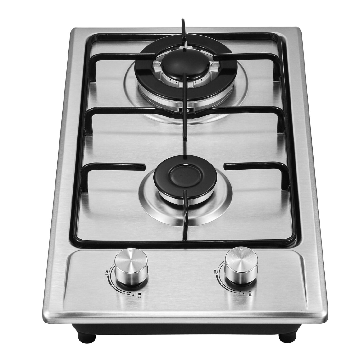 2 Burner Stainless Steel Gas Cooktop 6201S - Enameled Pan Support