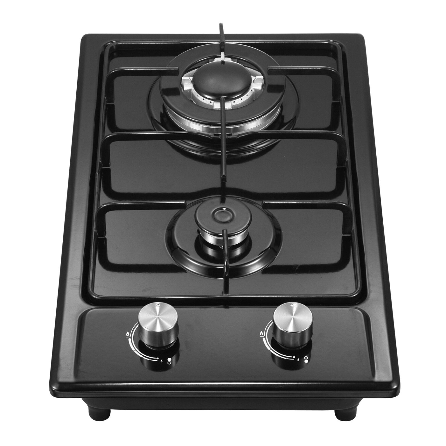 2 Burner Stainless Steel Gas Cooktop 6201S-2 - Enameled Pan Support