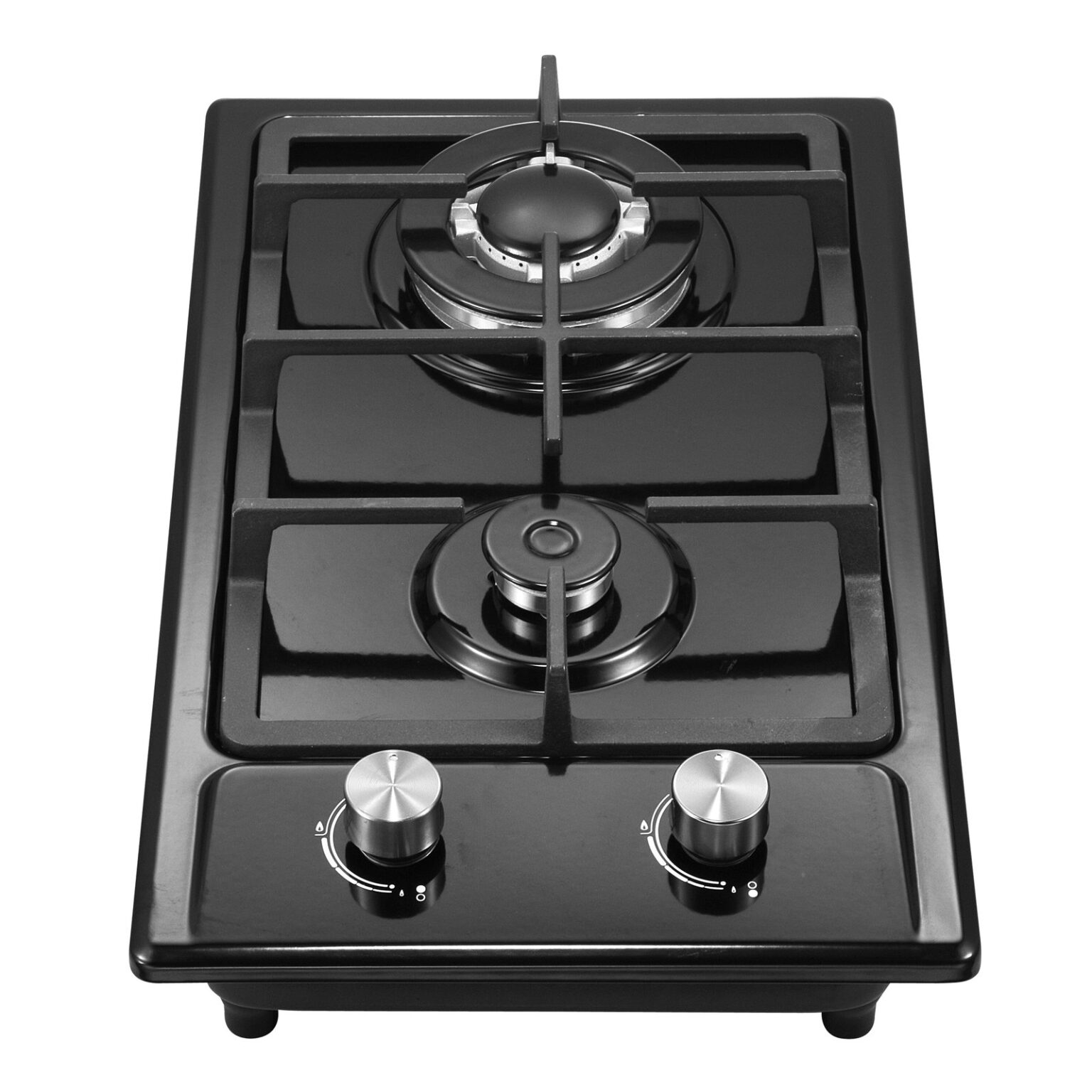2 Burner Stainless Steel Gas Cooktop 6201S-3 - Cast Iron Pan Support