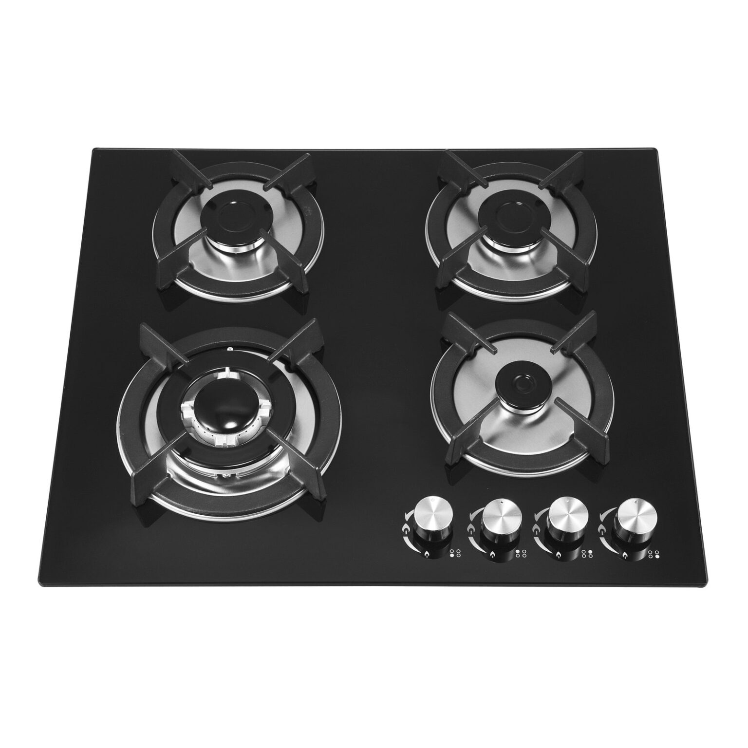 4 Burner Glass Gas Cooktop 6402G-1 - Cast Iron Pan Support