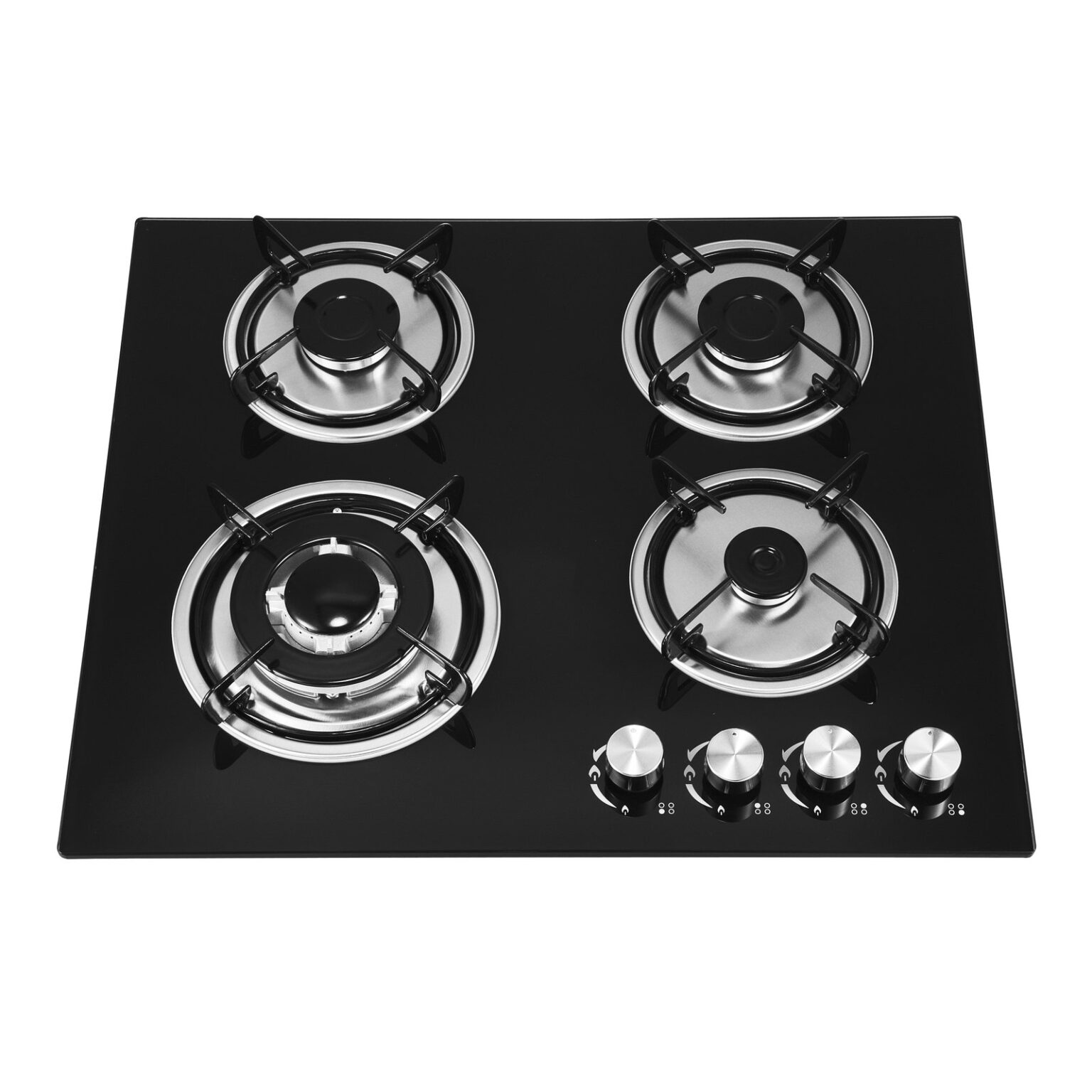 4 Burner Glass Gas Cooktop 6402G - Enameled Pan Support