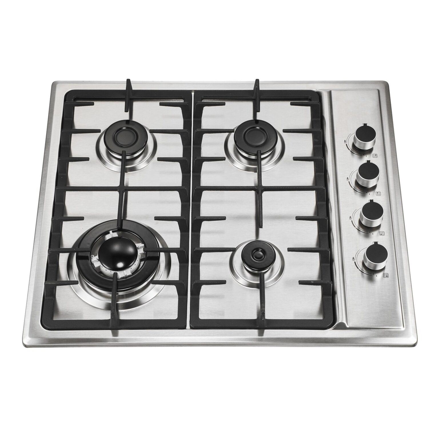 4 Burner Stainless Steel Gas Cooktop 6401S-1 - Cast Iron Pan Support
