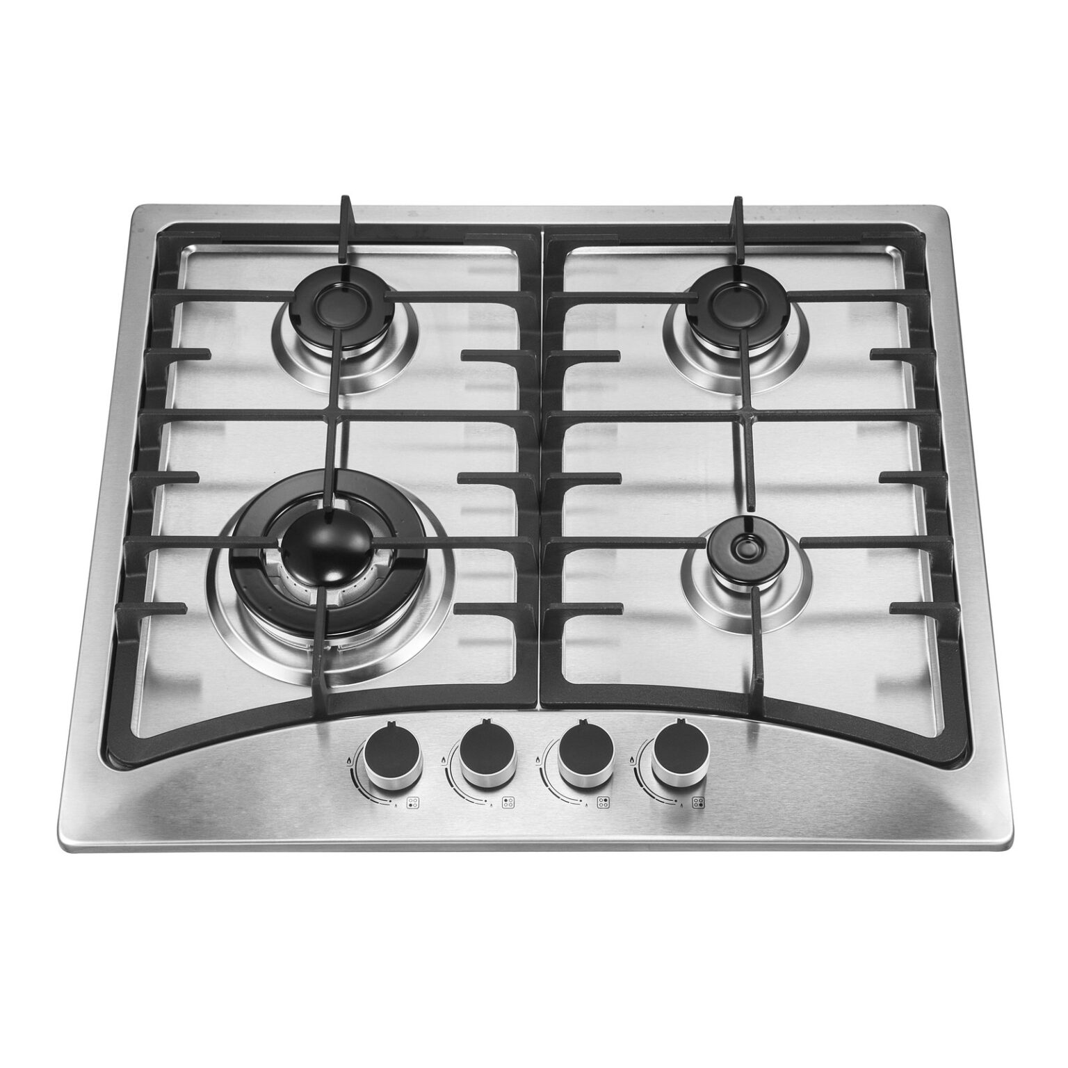 4 Burner Stainless Steel Gas Cooktop 6403S-1 - Cast Iron Pan Support