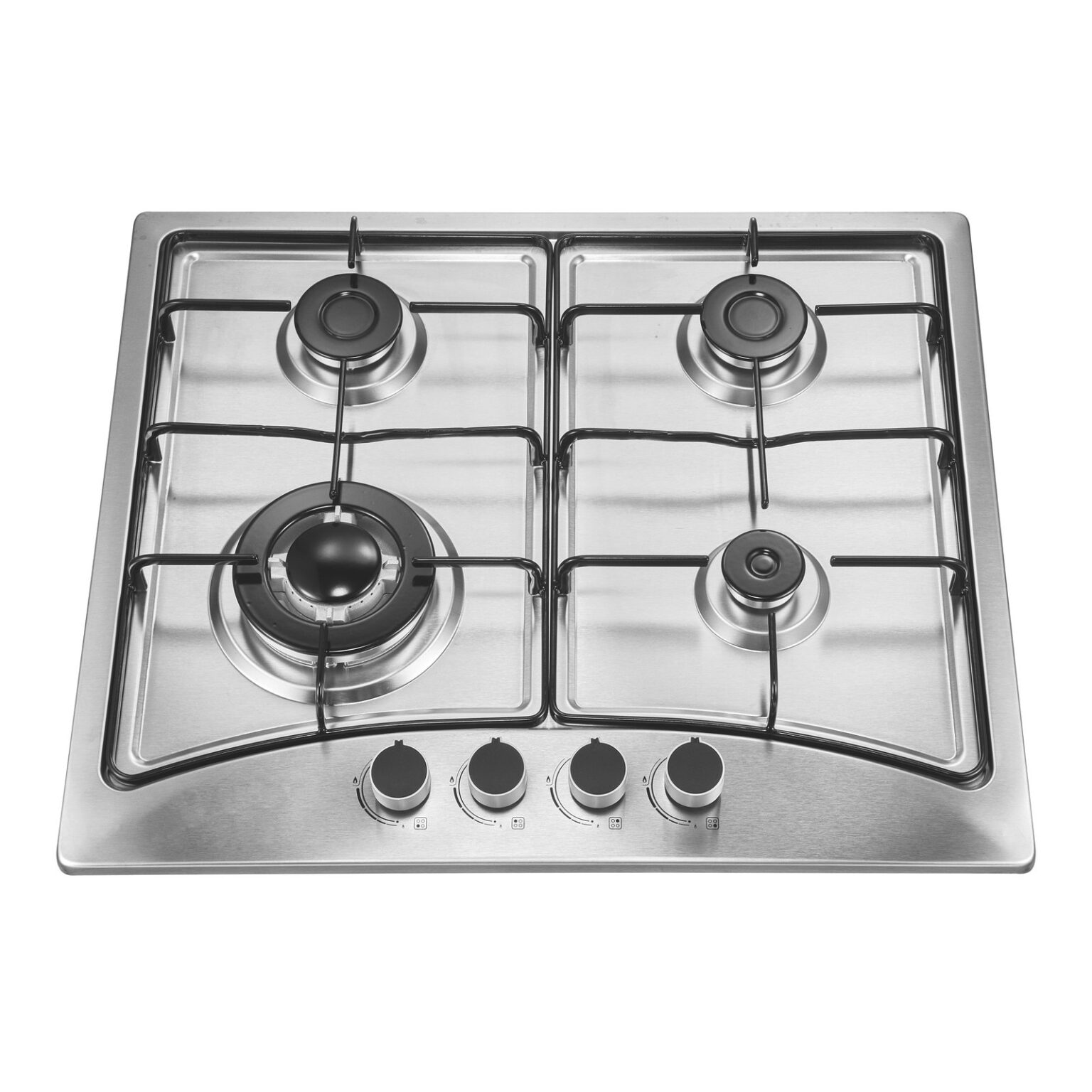 4 Burner Stainless Steel Gas Cooktop 6403S - Enameled Pan Support