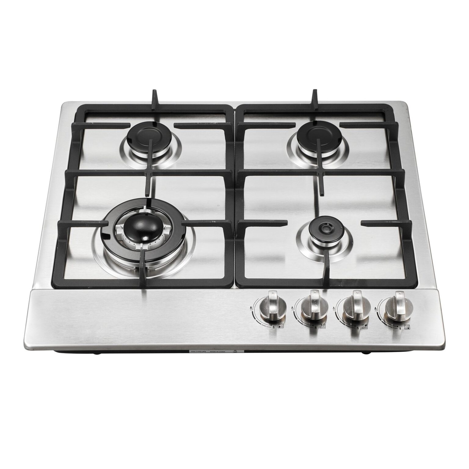 4 Burner Stainless Steel Gas Cooktop 6404S-1 - Cast Iron Pan Support