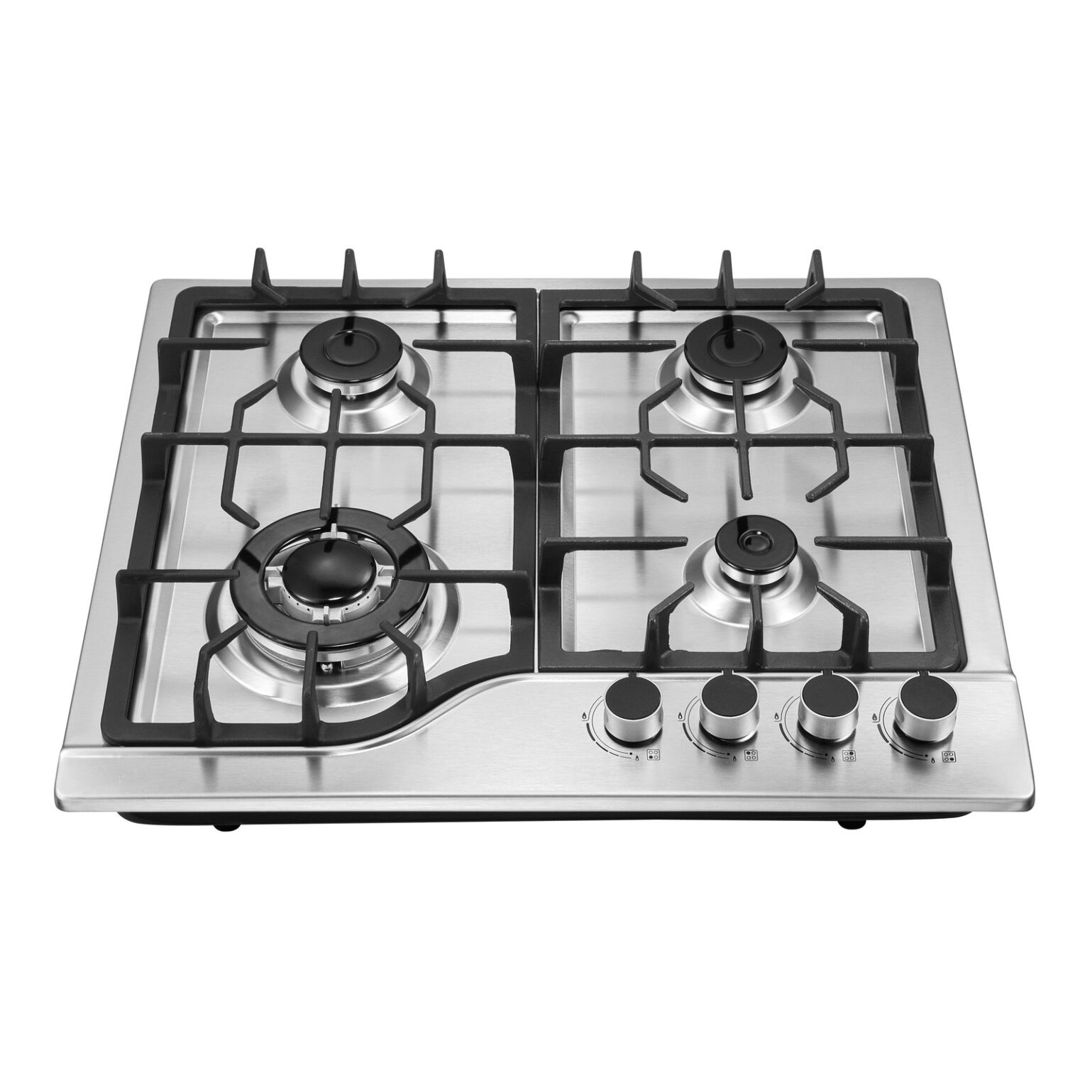 4 Burner Stainless Steel Gas Cooktop 6406S-1 - Cast Iron Pan Support
