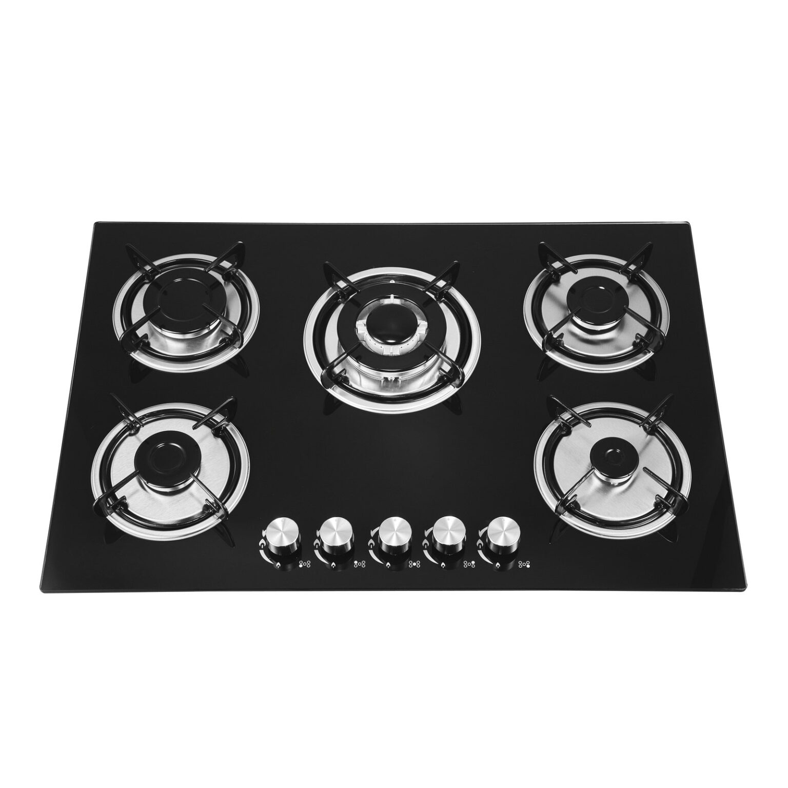 5 Burner Glass Gas Cooktop 6502G - Enameled Pan Support