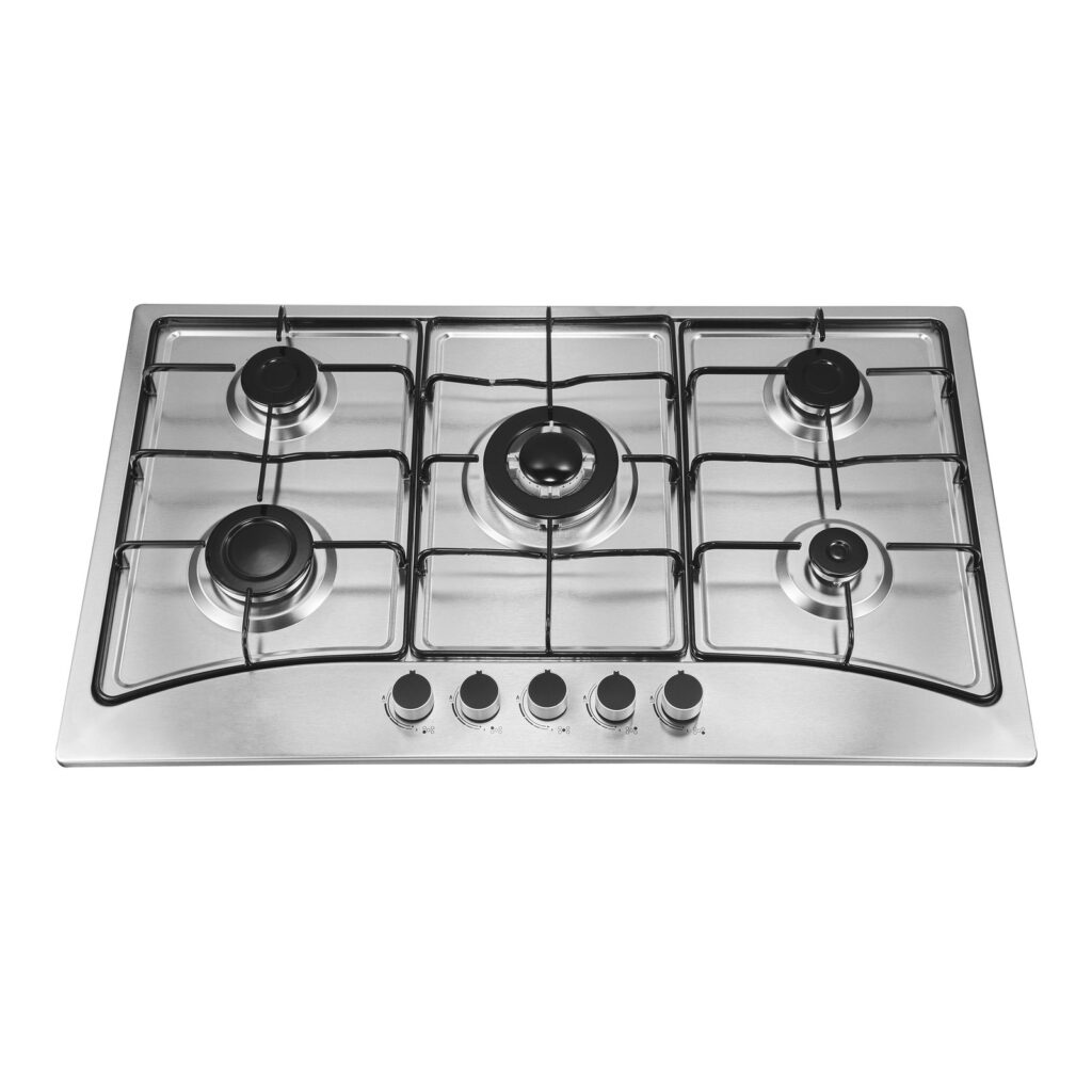 5 Burner Stainless Steel Gas Cooktop 6504S - Enameled Pan Support